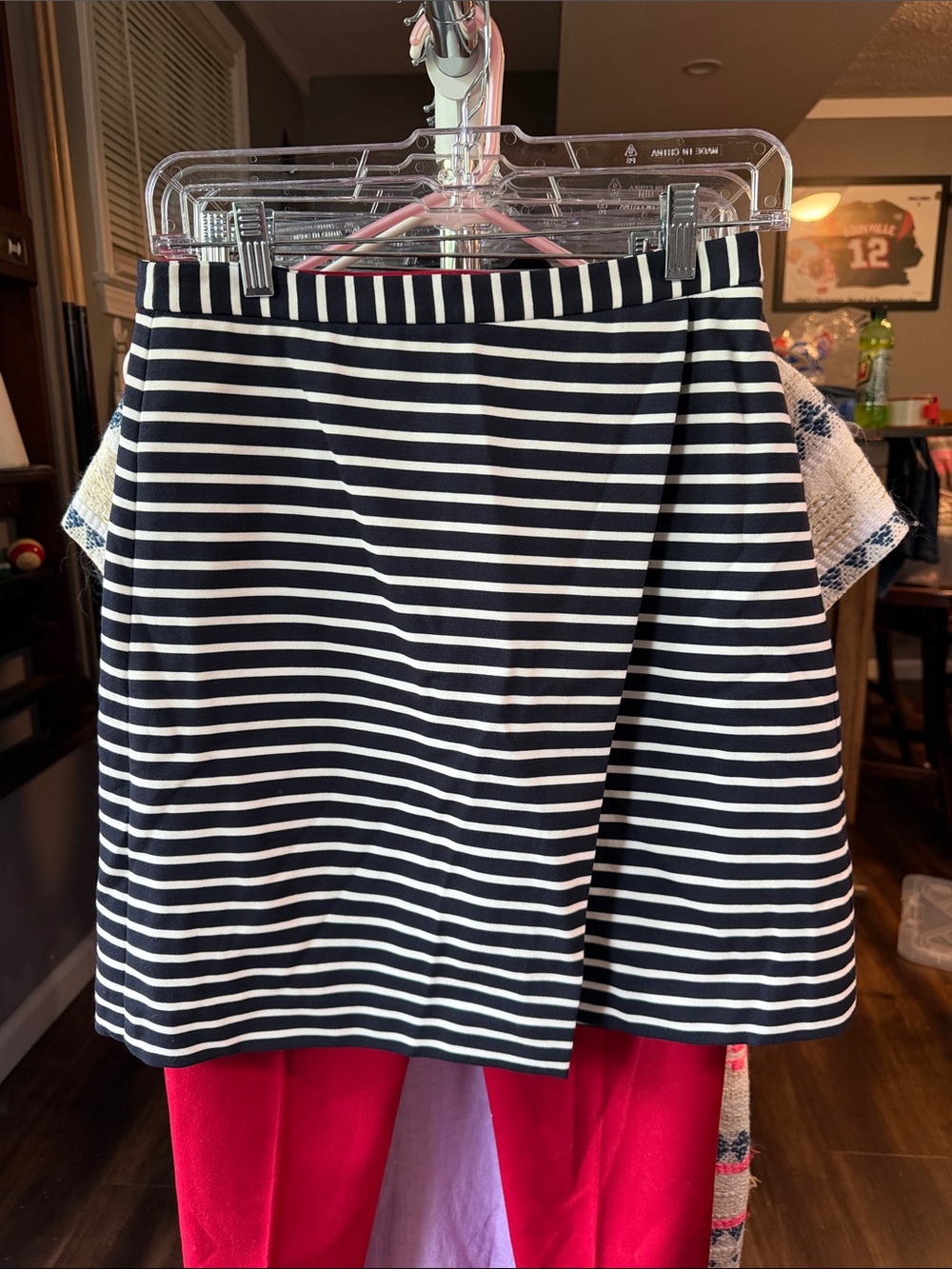Ann Taylor Navy and White Striped A-Line Skirt